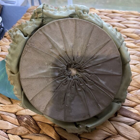 Vintage Chalkware Lady Half Doll Pin Cushion Depression Era Sage Satin Skirt - Picture 4 of 13